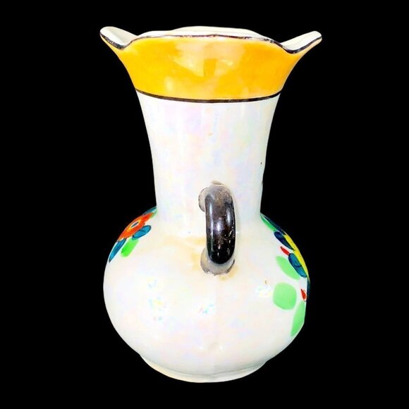 Vintage Art Pottery Vase Japan Hand Painted Luster Ware vase Bird Flowers 5”T 4W - Picture 3 of 8